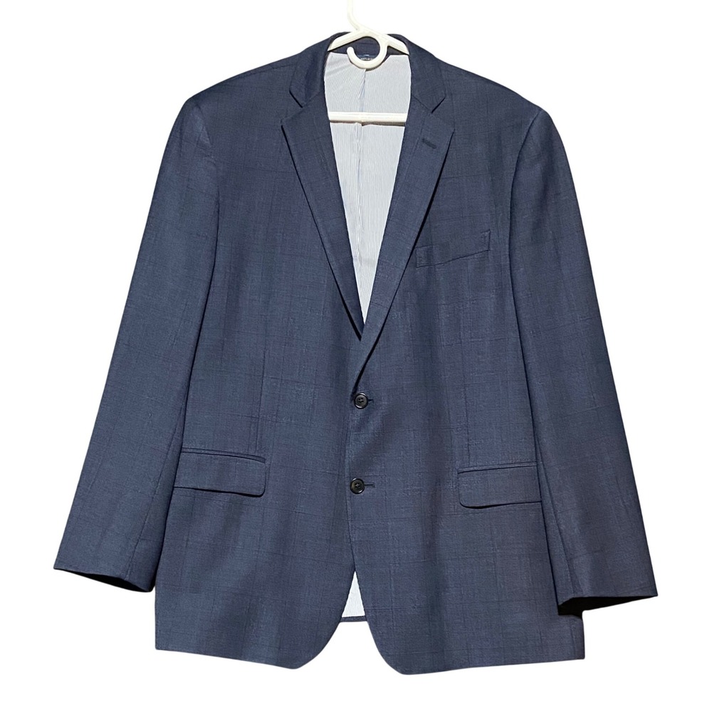 Brooks‎ Brothers Explorer Regent Fit Navy Plaid Wool Blend Sport Coat Blazer 46R